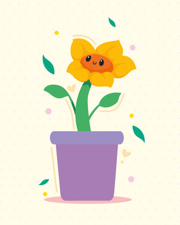 beauty spring flower in potのイラスト素材