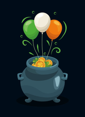 treasure cauldron with balloons heliumのイラスト素材