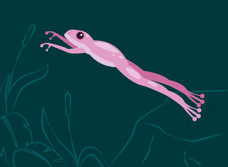 lilac frog jumpingのイラスト素材