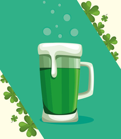 green beer jar drink with cloversのイラスト素材