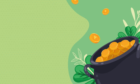 treasure cauldron with cloversのイラスト素材