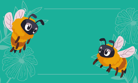 bees flying in frameのイラスト素材