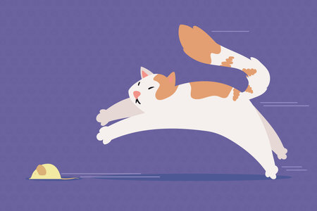 cute cat with mouseのイラスト素材