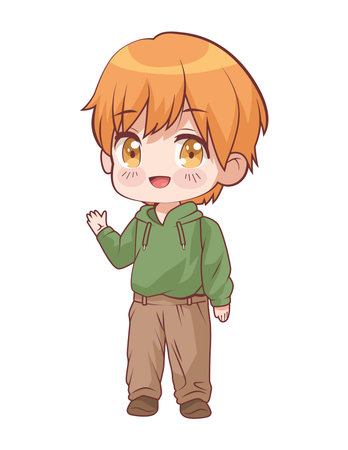 anime chibi boy blondのイラスト素材