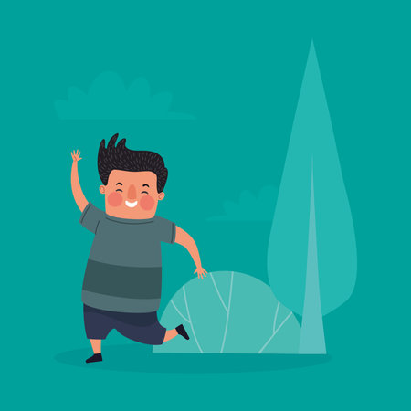 man running in the campのイラスト素材