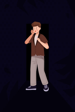 man sufering of fearのイラスト素材