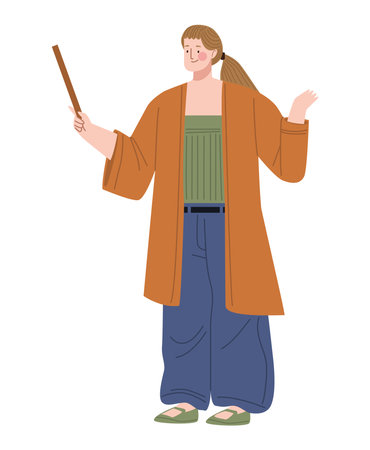 female teacher with pointerのイラスト素材