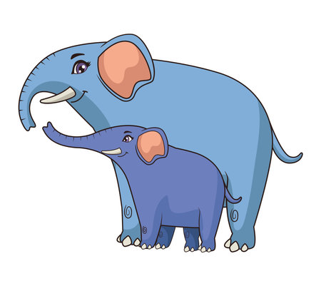 cute elephant mom and babyのイラスト素材