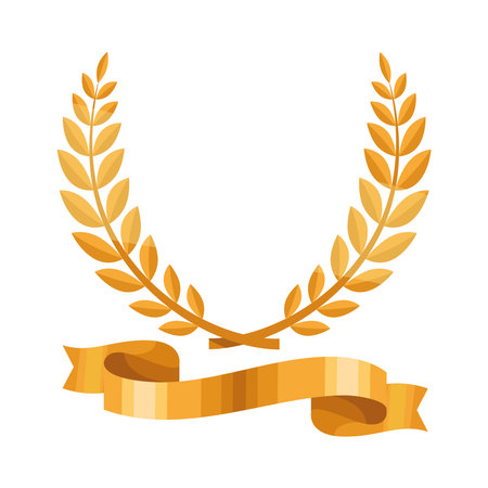 golden wreath and ribbon awardのイラスト素材