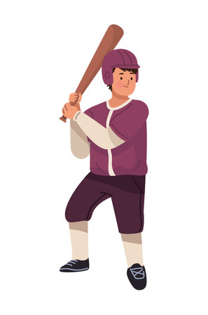 little boy practicing baseballのイラスト素材