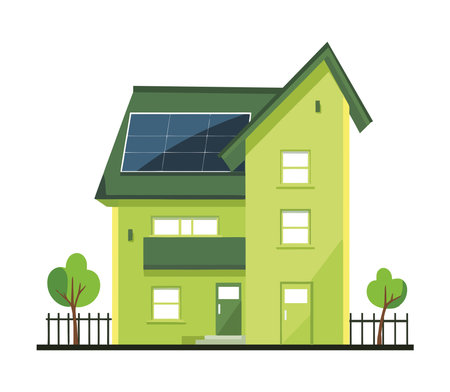 eco house with panel solarのイラスト素材
