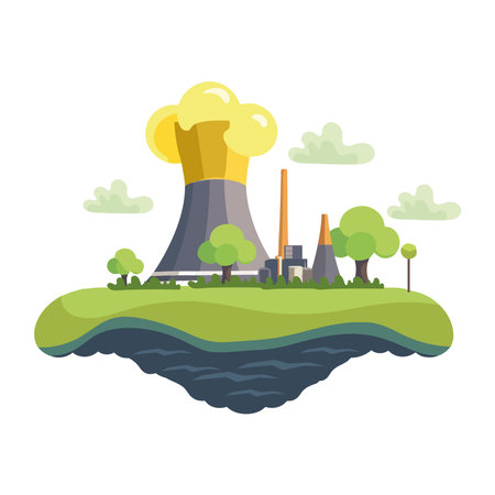 factory plant pollutingのイラスト素材