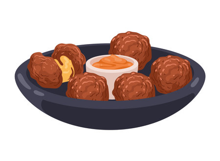 falafel with sauce muslim foodのイラスト素材