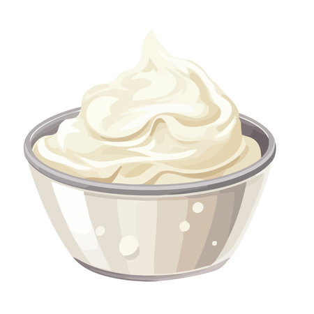 Sweet cream bowl on white backgroundのイラスト素材