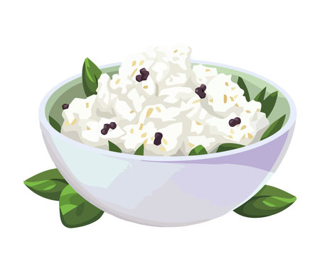 Fresh meal with organic rice bowlのイラスト素材