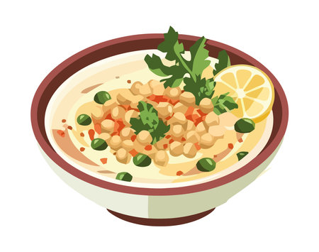 Fresh soup with healthy vegetables and herbsのイラスト素材