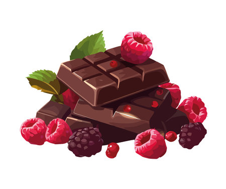 gourmet chocolate and raspberry sweetsのイラスト素材