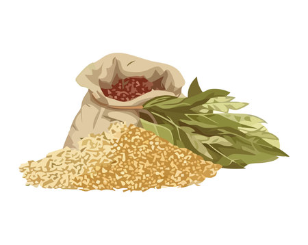 Healthy organic beans and rice sackのイラスト素材