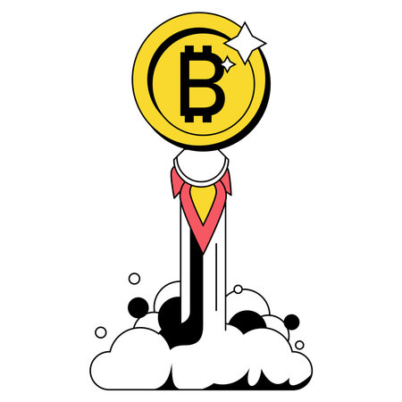 bitcoin in rocketのイラスト素材