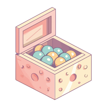wooden box with ballsのイラスト素材