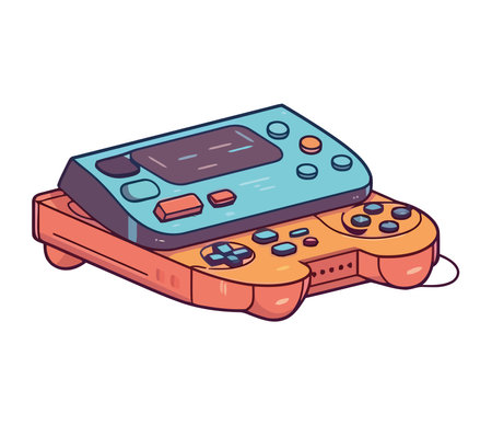Playing with a cute toy joystickのイラスト素材