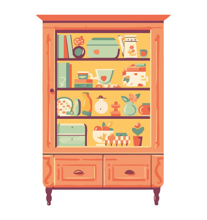 yellow kitchen shelf furnitureのイラスト素材