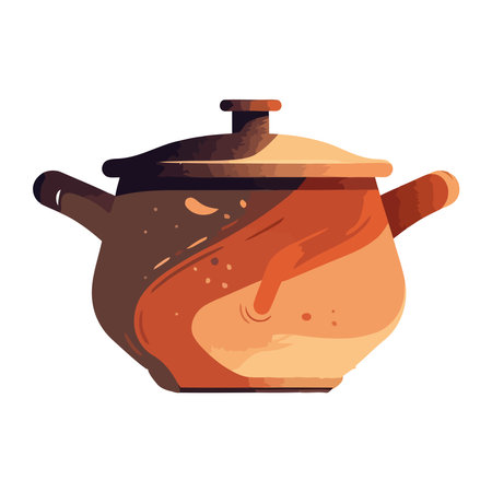 Boiling teapot on stove, lunch is brewingのイラスト素材