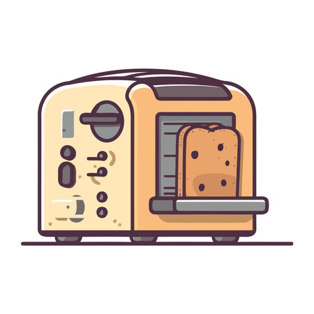 Modern toaster yellow equipment kitchenのイラスト素材