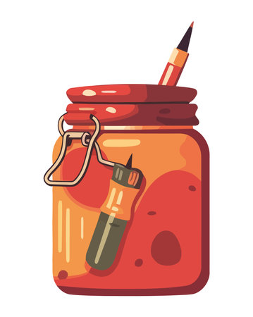 Fresh fruit and honey in a jarのイラスト素材