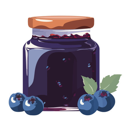 Fresh berry preserves in organic homemade jarのイラスト素材