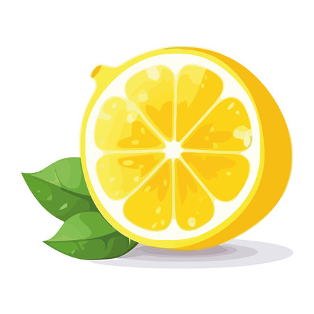 Juicy citrus slice, fresh and ripe yellow lemonのイラスト素材