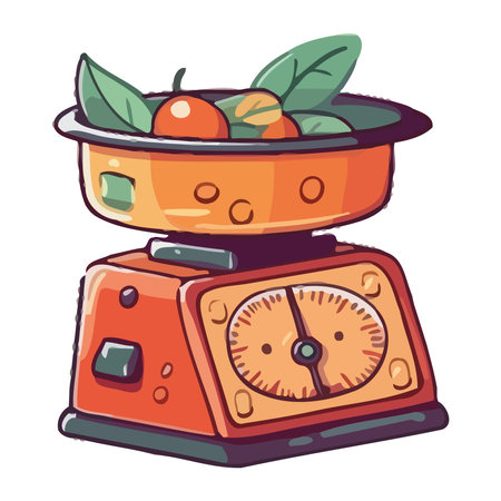 scale balance with vegetables kitchen utensilのイラスト素材