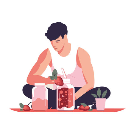 Fresh strawberry and raspberry cocktail for lunchのイラスト素材