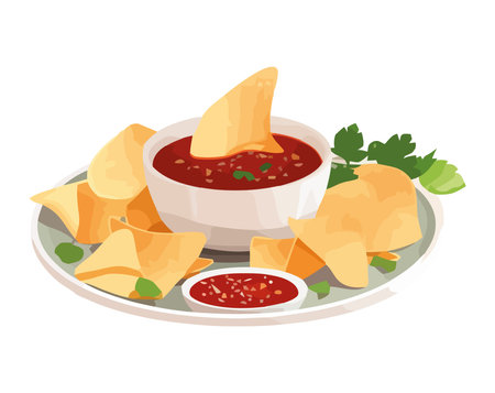 Fresh nachos meal with hot sauceのイラスト素材