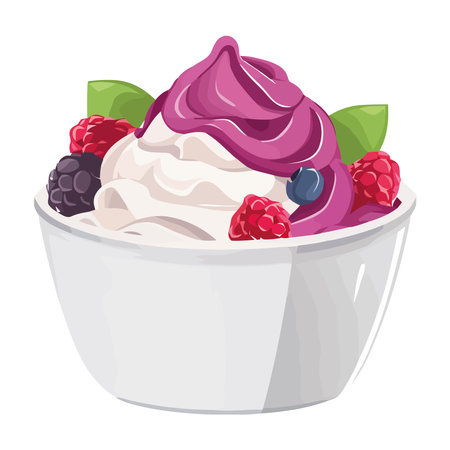 Sweet blueberry and raspberry dessert in gourmet bowlのイラスト素材