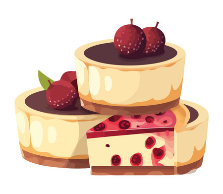 Sweet fruit and cream for gourmet dessertのイラスト素材