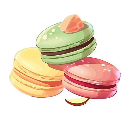 Macaroons and cookies, sweet gourmet snacksのイラスト素材