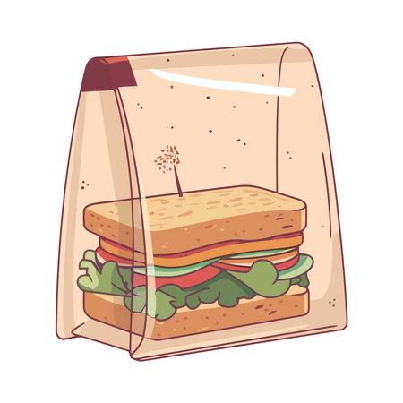 sandwich in food bagのイラスト素材