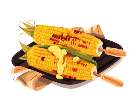 Grilled corn with butter freshのイラスト素材