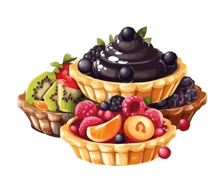 Sweet gourmet dessert with fruitのイラスト素材