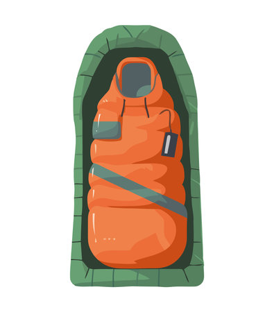 Tourism sleeping bag symbolize adventureのイラスト素材
