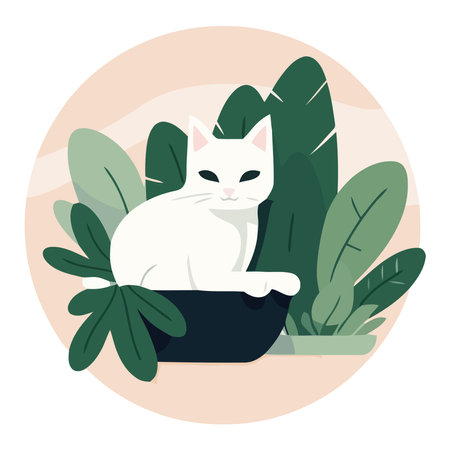 Fluffy kitten sitting in green grassのイラスト素材