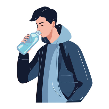 One man holding a drink bottleのイラスト素材