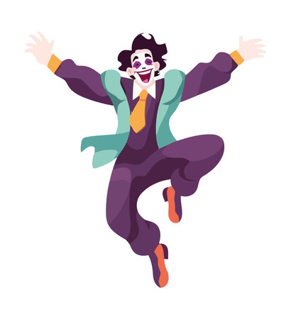 happy clown in costumes celebrate Halloween characterのイラスト素材