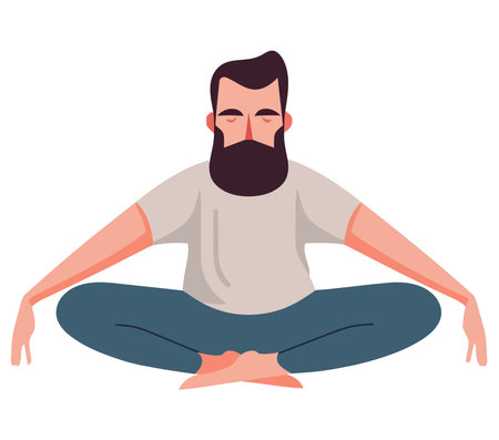 Men meditating in lotus positionのイラスト素材