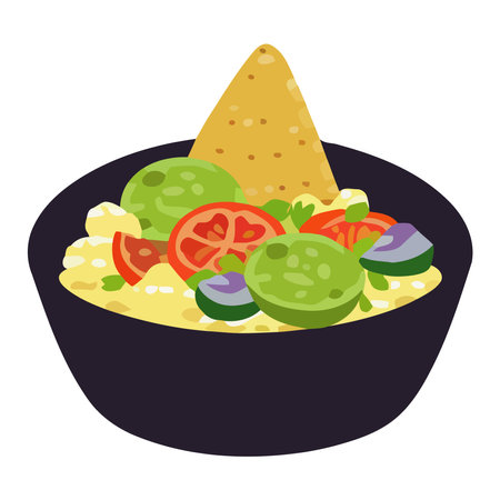 Fresh vegetarian salad with avocado on plateのイラスト素材