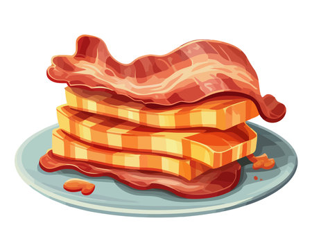 A gourmet meal of bacon in dishのイラスト素材
