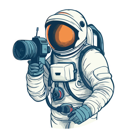 astronaut with space suit using cameraのイラスト素材