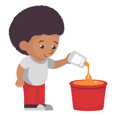 Smiling toddler holding toy jar, playingのイラスト素材
