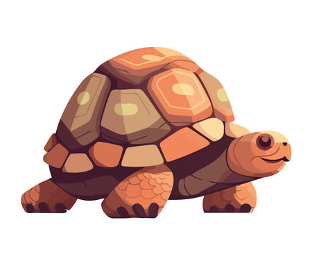 Cute turtle crawling slowly in nature designのイラスト素材